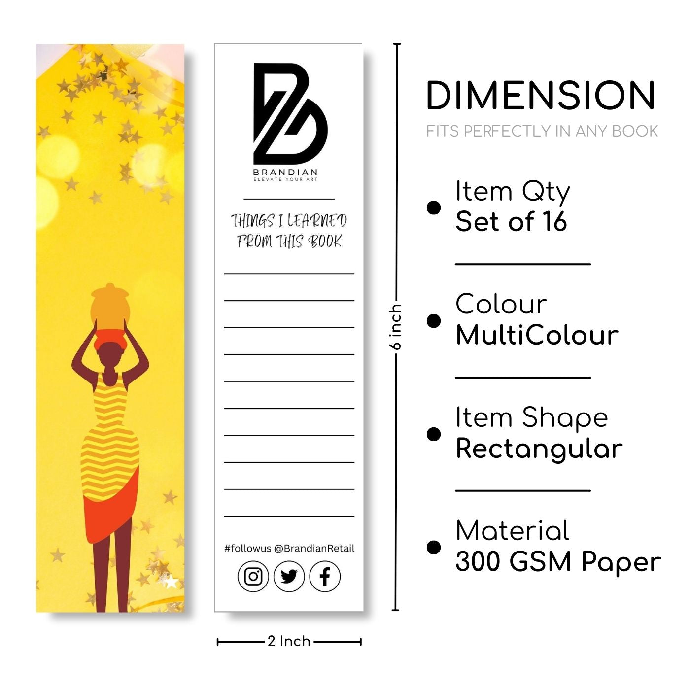 Brandian 16pcs Bookmarks Aesthetic - Bookmarks for Books - Paper Bookmarks for Books Aesthetic - Specially Designed for Books, Non - Magnetic Bookmarks for Books - Multicolored Bookmarks 005