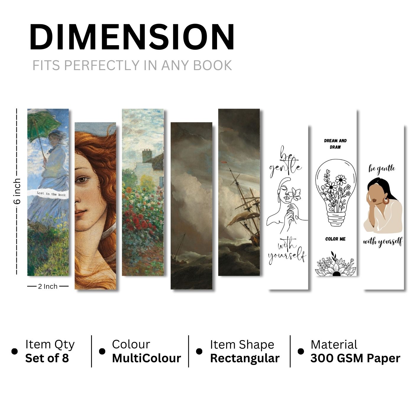 Brandian 16pcs Bookmarks Aesthetic - Bookmarks for Books - Paper Bookmarks for Books Aesthetic - Specially Designed for Books, Non - Magnetic Bookmarks for Books - Multicolored Bookmarks 005