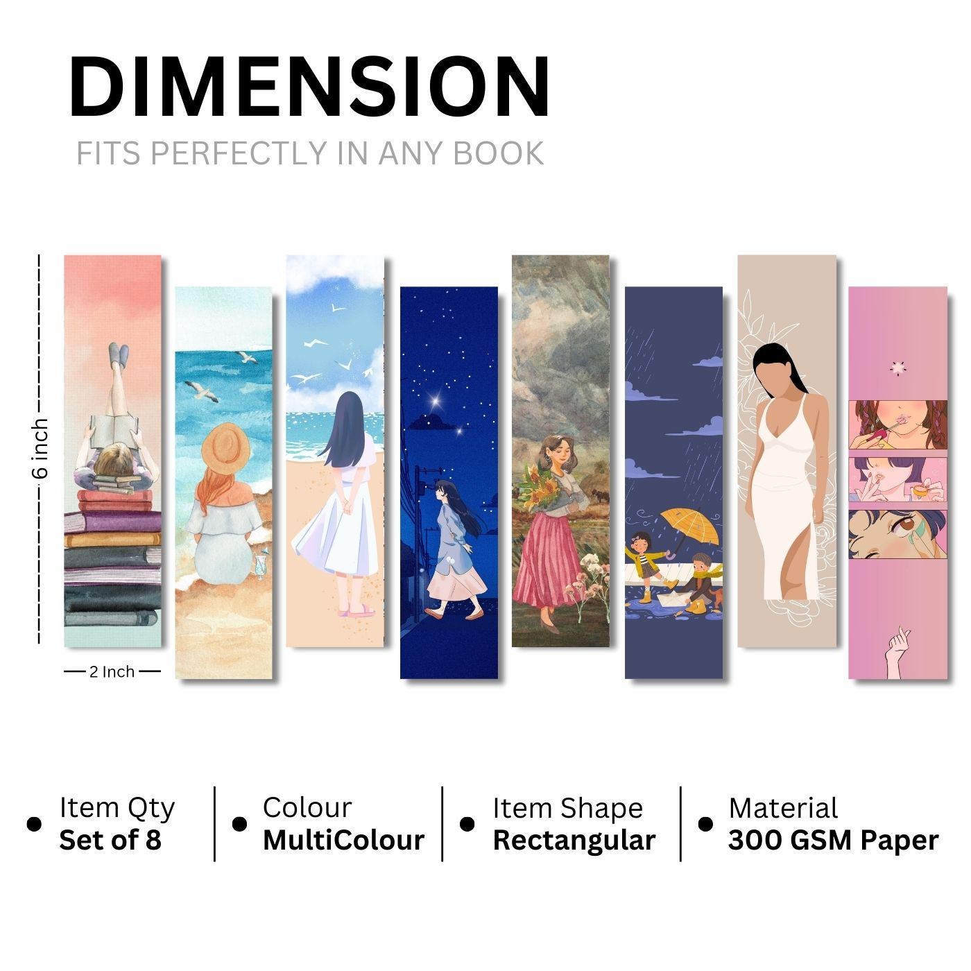 Brandian 16pcs Bookmarks Aesthetic - Bookmarks for Books - Paper Bookmarks for Books Aesthetic - Specially Designed for Books, Non - Magnetic Bookmarks for Books - Multicolored Bookmarks 007