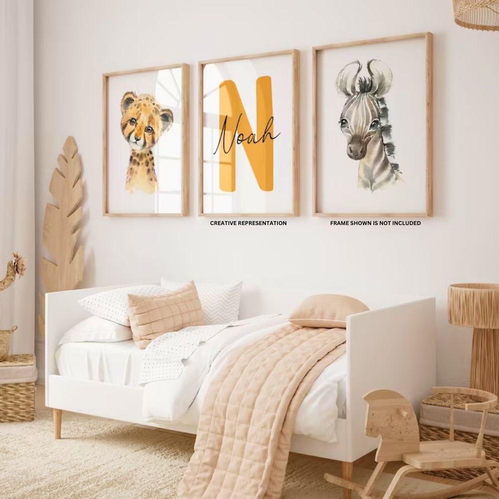 Brandian 6 Pcs Aesthetic Posters, Jungle Animals Poster, Elephant, Giraffe, Lion, Nursery Kids Bedroom, Wildlife Wonderland, Boho Wall Decor, Unframed, A4 Size, Colored