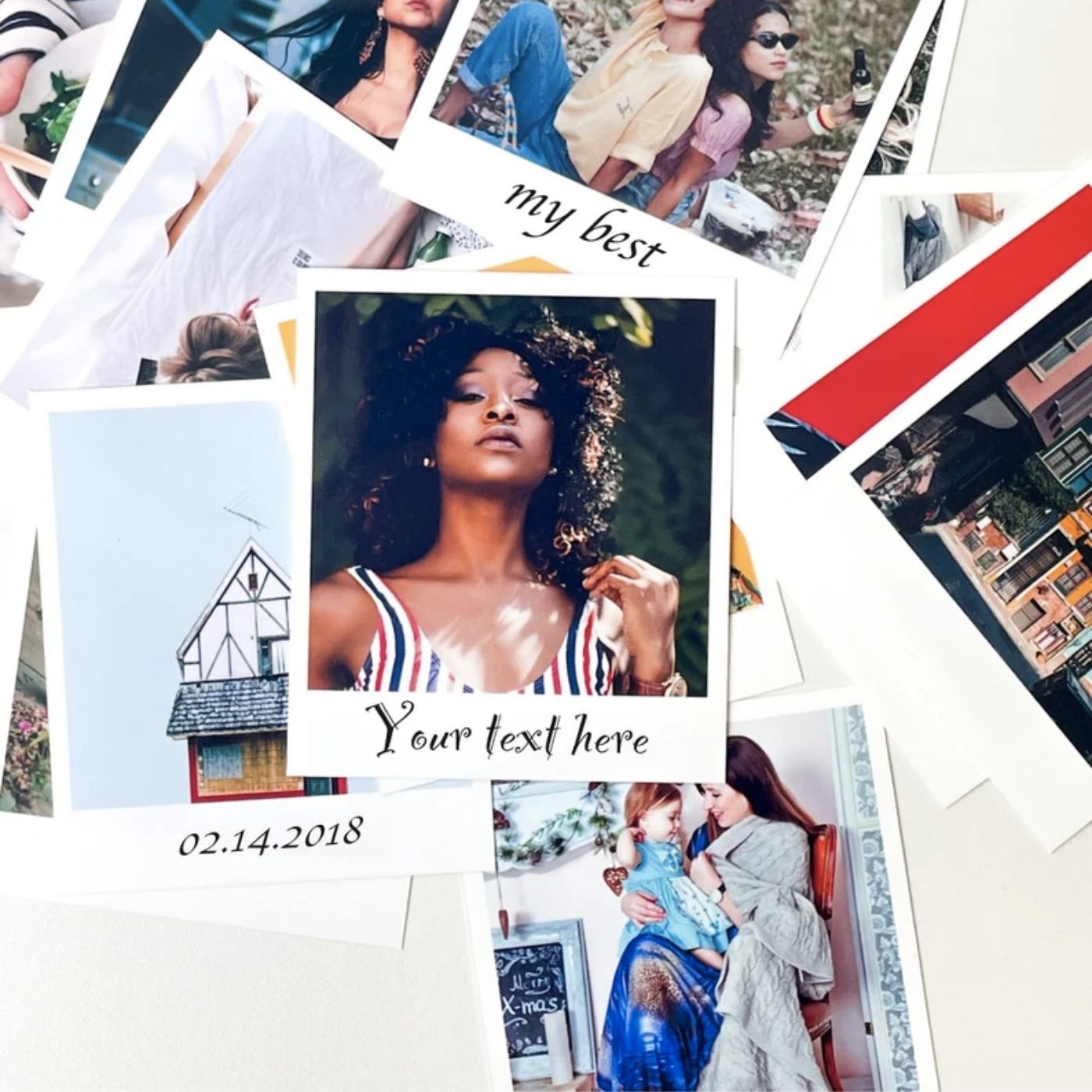 Brandian Customised Mini Photo Print Personalized Gifts with Your Photos Add Text & Emojis Gift Multicolour 4 X 3 Inches, White,