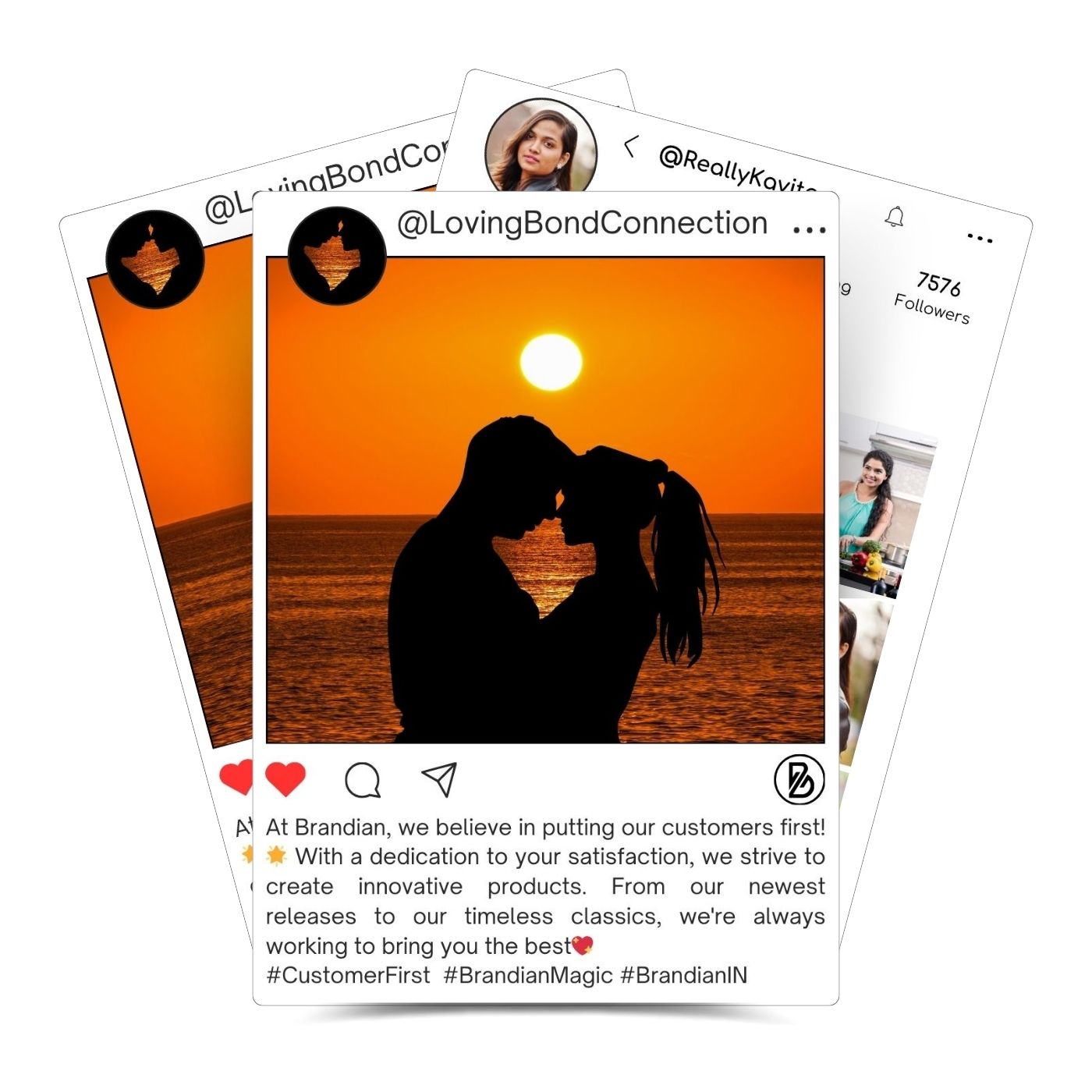 Brandian Customized Social Media Style Mini Photo Print Personalized Gifts with Your Photos Add Text & Emojis Gift Multicolour 4 X 3 Inches, White