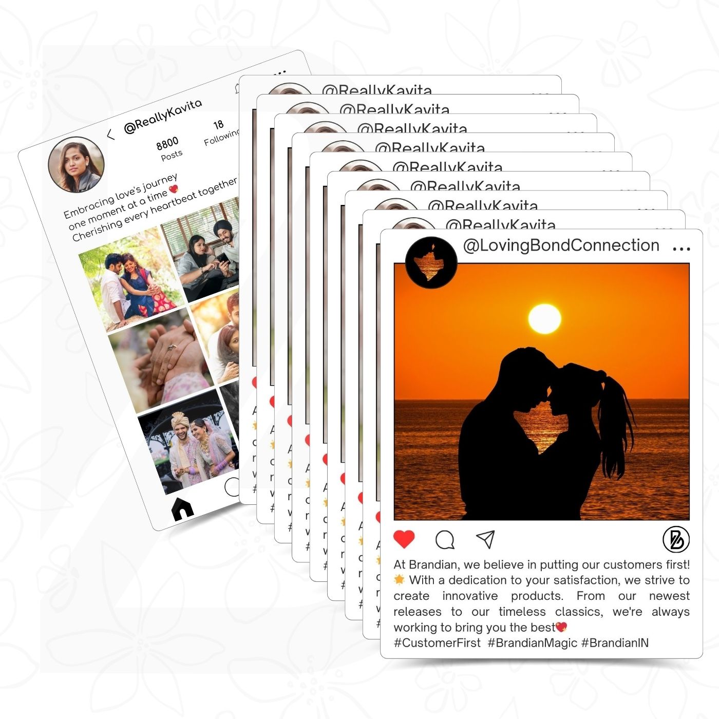 Brandian Customized Social Media Style Mini Photo Print Personalized Gifts with Your Photos Add Text & Emojis Gift Multicolour 4 X 3 Inches, White