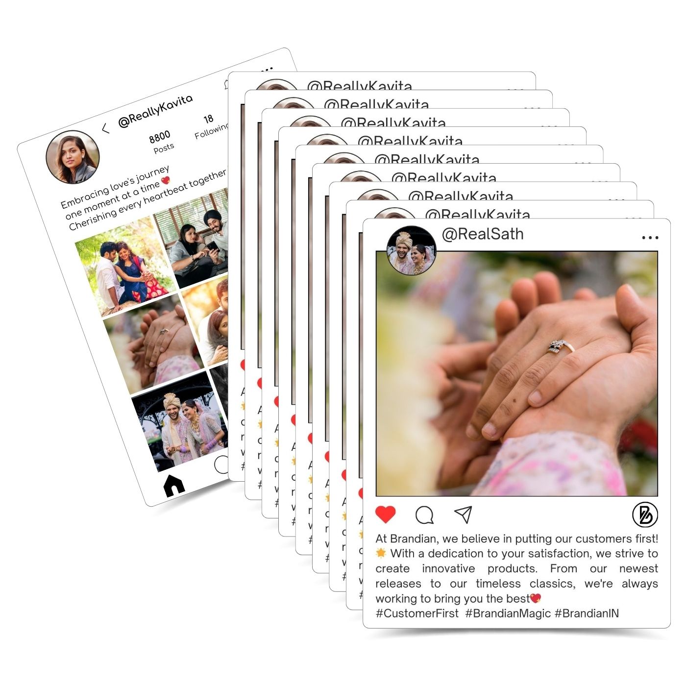 Brandian Customized Social Media Style Mini Photo Print Printed Memories Relive Moments with a Special Photo Print Customized Mini Photos Print 4 X 3 Inches, White