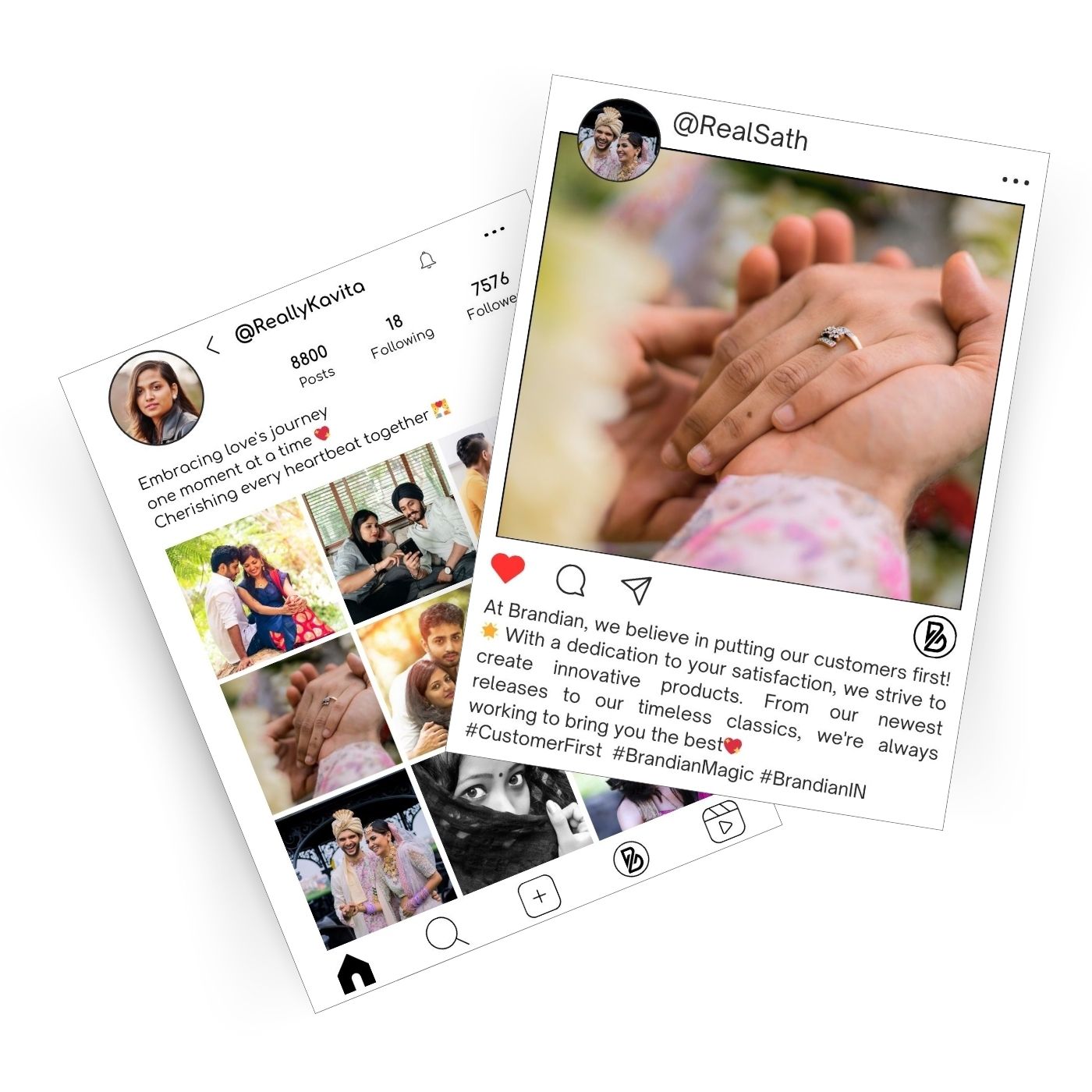 Brandian Customized Social Media Style Mini Photo Print Printed Memories Relive Moments with a Special Photo Print Customized Mini Photos Print 4 X 3 Inches, White