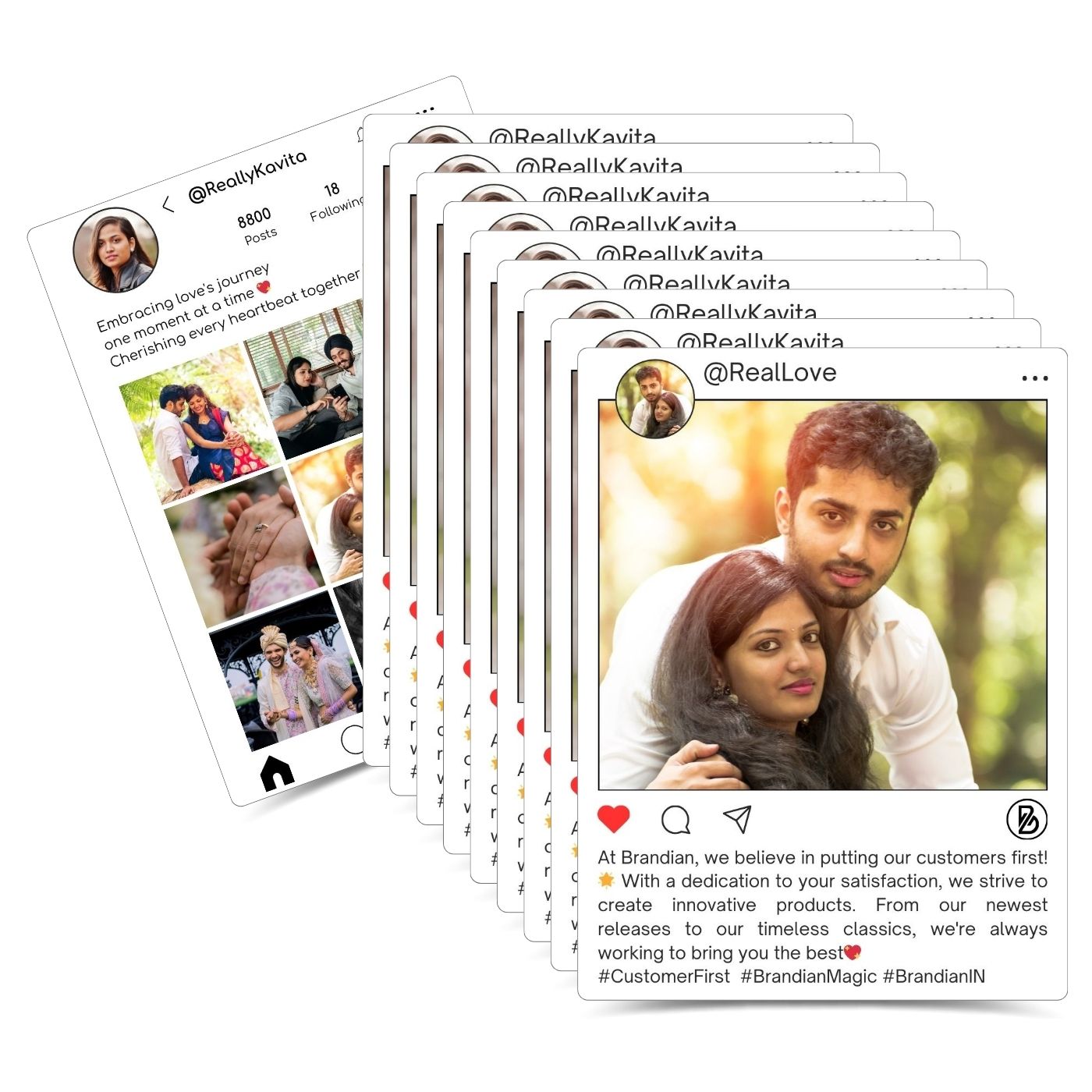 Brandian Customized Social Media Style Mini Photo Print Small Wonders Dainty Delights with Small Photo Frame Mini Customized Mini Photos Print 4 X 3 Inches, White