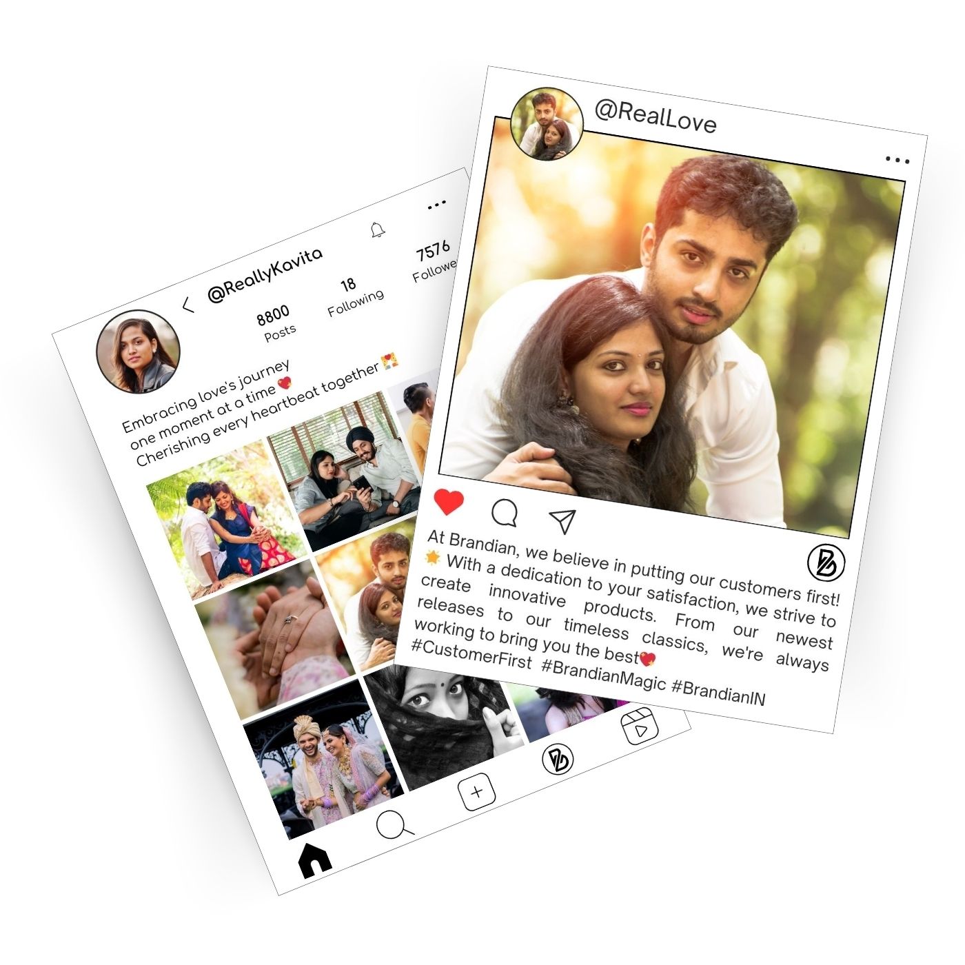 Brandian Customized Social Media Style Mini Photo Print Small Wonders Dainty Delights with Small Photo Frame Mini Customized Mini Photos Print 4 X 3 Inches, White