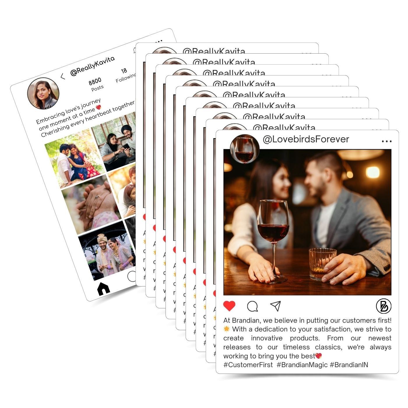 Brandian Customized Social Media Style Mini Photo Prints Custom Digital Memory Print Size 4 X 3 Inches, White