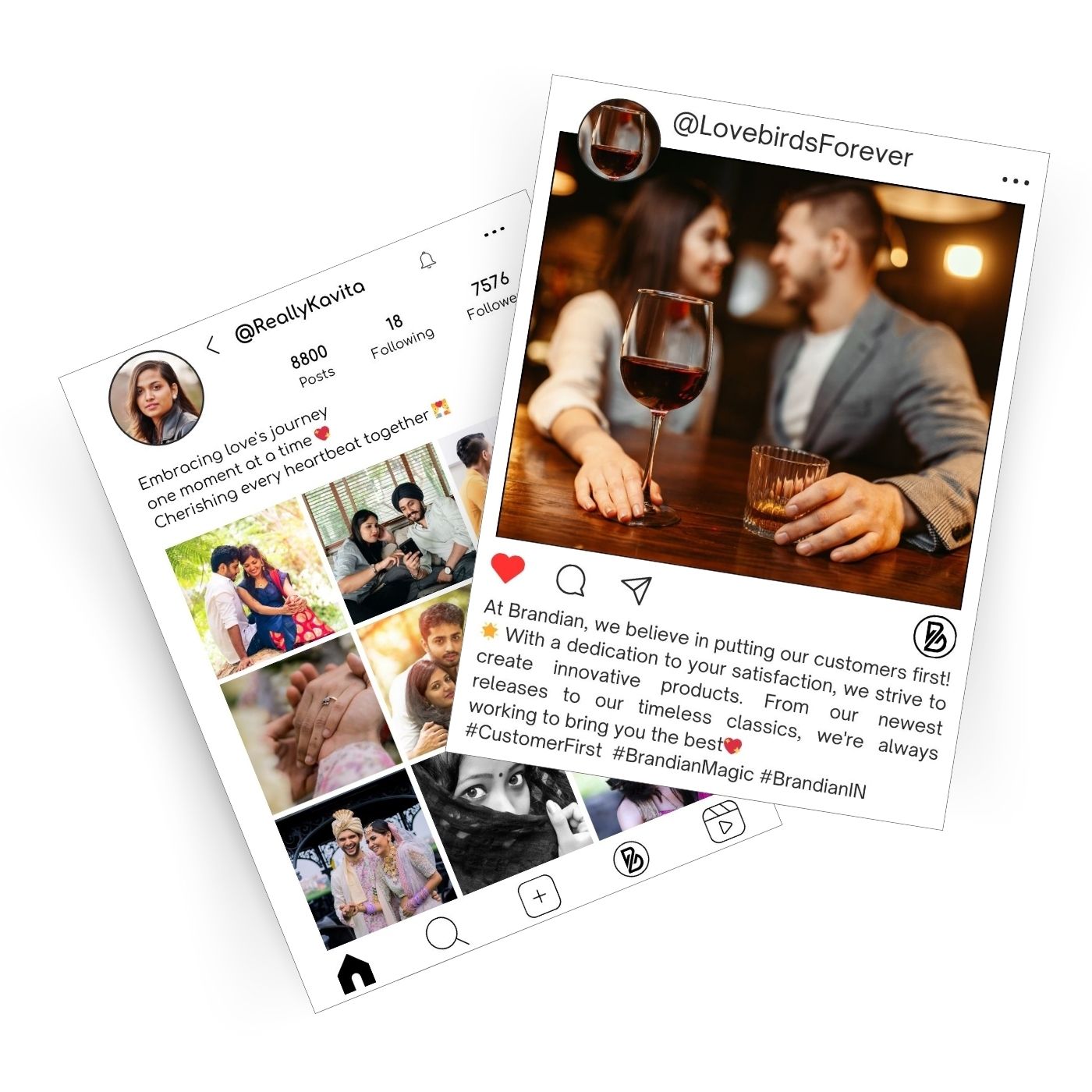Brandian Customized Social Media Style Mini Photo Prints Custom Digital Memory Print Size 4 X 3 Inches, White
