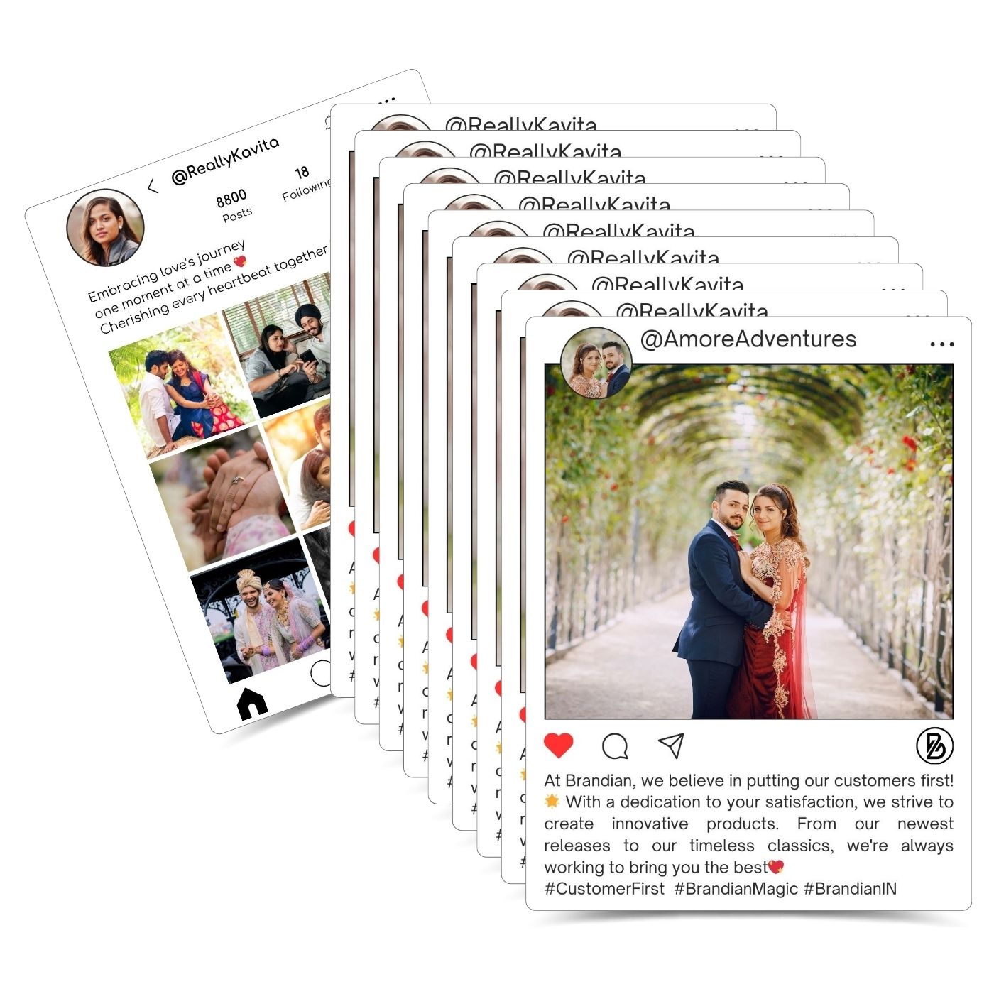 Brandian Customized Social Media Style Mini Photo Prints Personalized Digital Storyboard Print Size 4 X 3 Inches, White