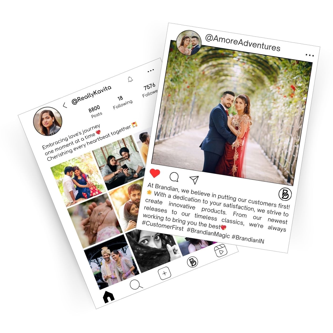 Brandian Customized Social Media Style Mini Photo Prints Personalized Digital Storyboard Print Size 4 X 3 Inches, White