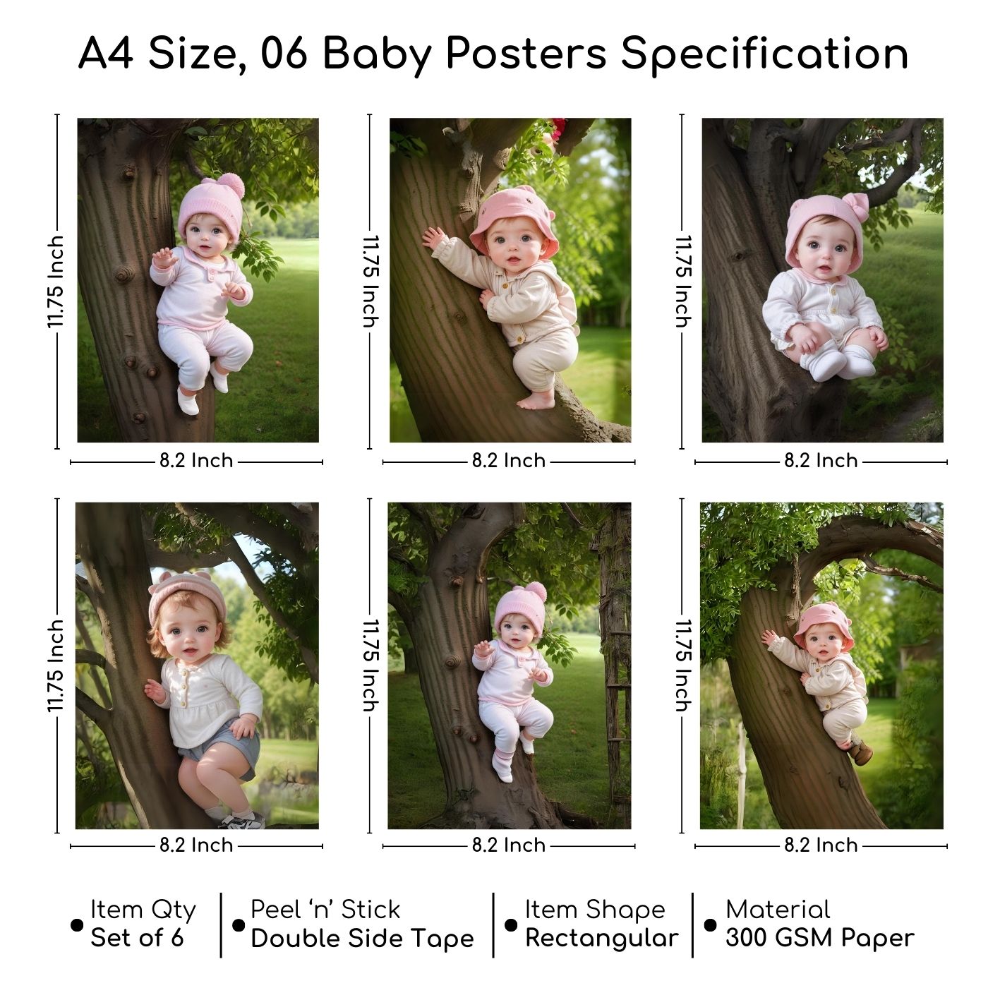 Brandian Baby Photos For Wall Adorn Your Walls with HD Big Size Baby Posters for Pregnant Women Picture Decor A4 Size (29 cms X 21 cms) Set of 6