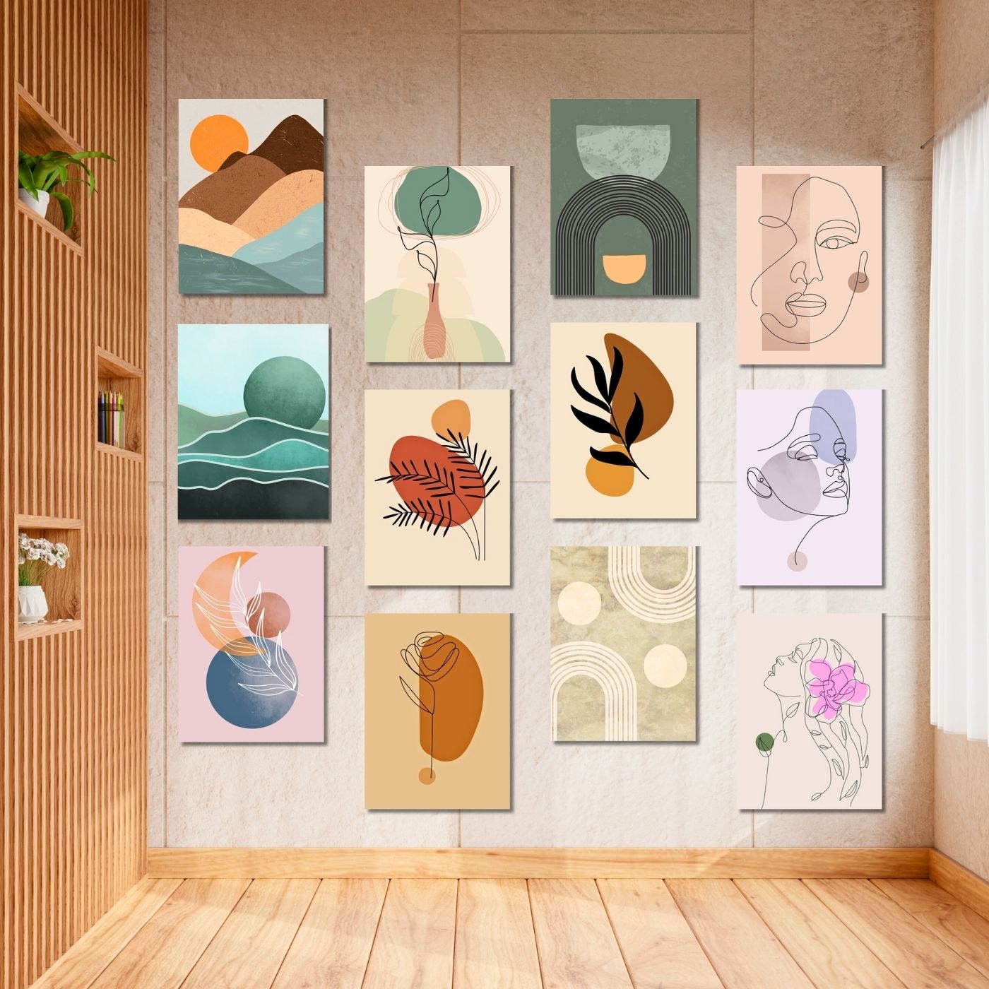 Brandian 12 Pcs Aesthetic Boho Posters For Room Decoration And Wall Art For Living Room Unframed Multicolour A4 Size Wall Posters Aesthetic (29 cms X 21 cms) - PT1