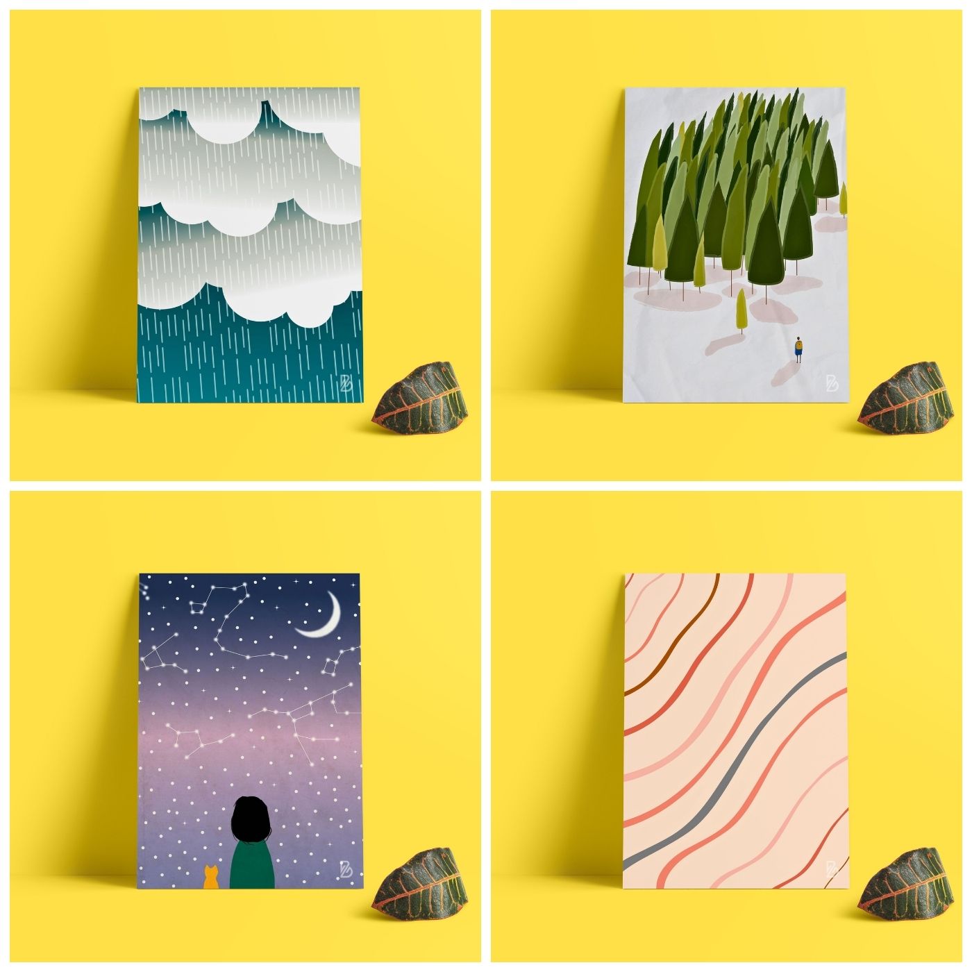 Brandian 12 Pcs Aesthetic Boho Posters For Room Decoration And Wall Art For Living Room Unframed Multicolour A4 Size Wall Posters Aesthetic (29 cms X 21 cms) - PT3