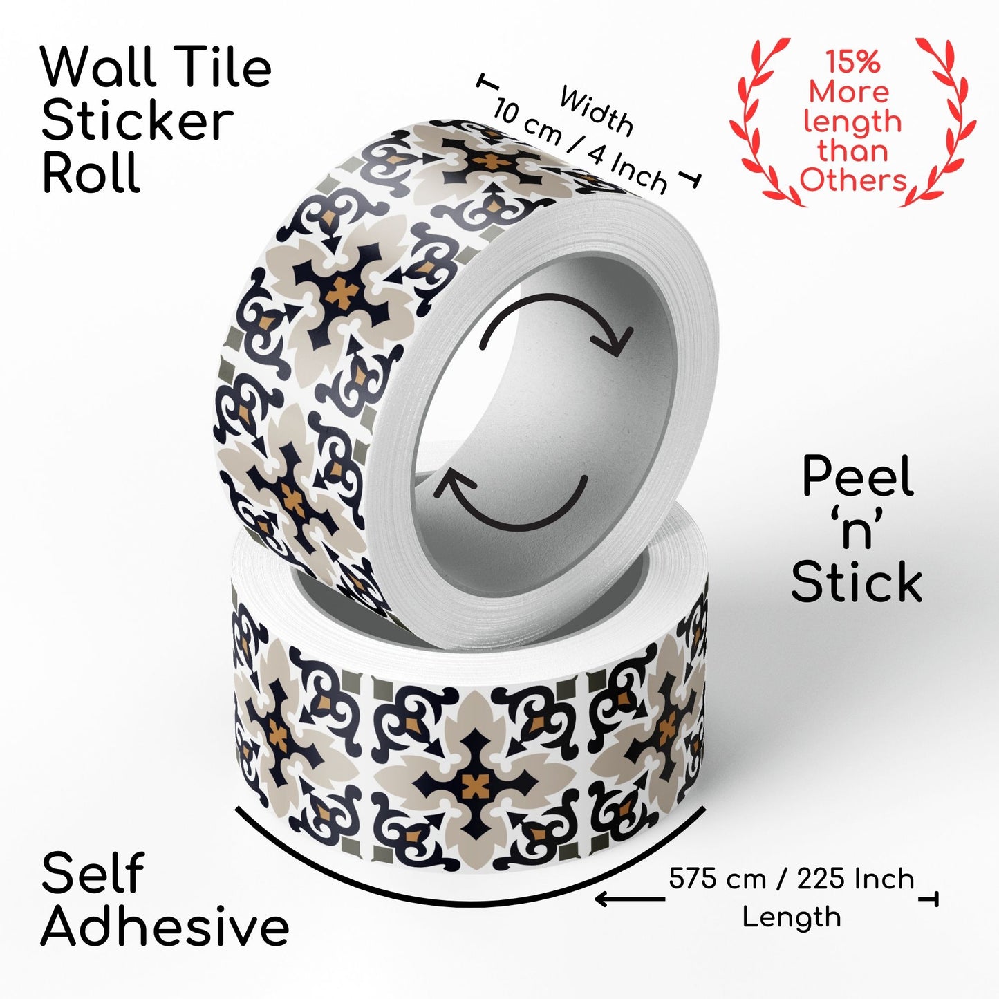 Brandian Wall Tiles Stickers Roll Waterproof Self Adhesive Border Wall Stickers for Living Room, Kitchen Backsplash Tiles Sticker, Peel N Stick Mosaic Tiles for Wall, Abstract