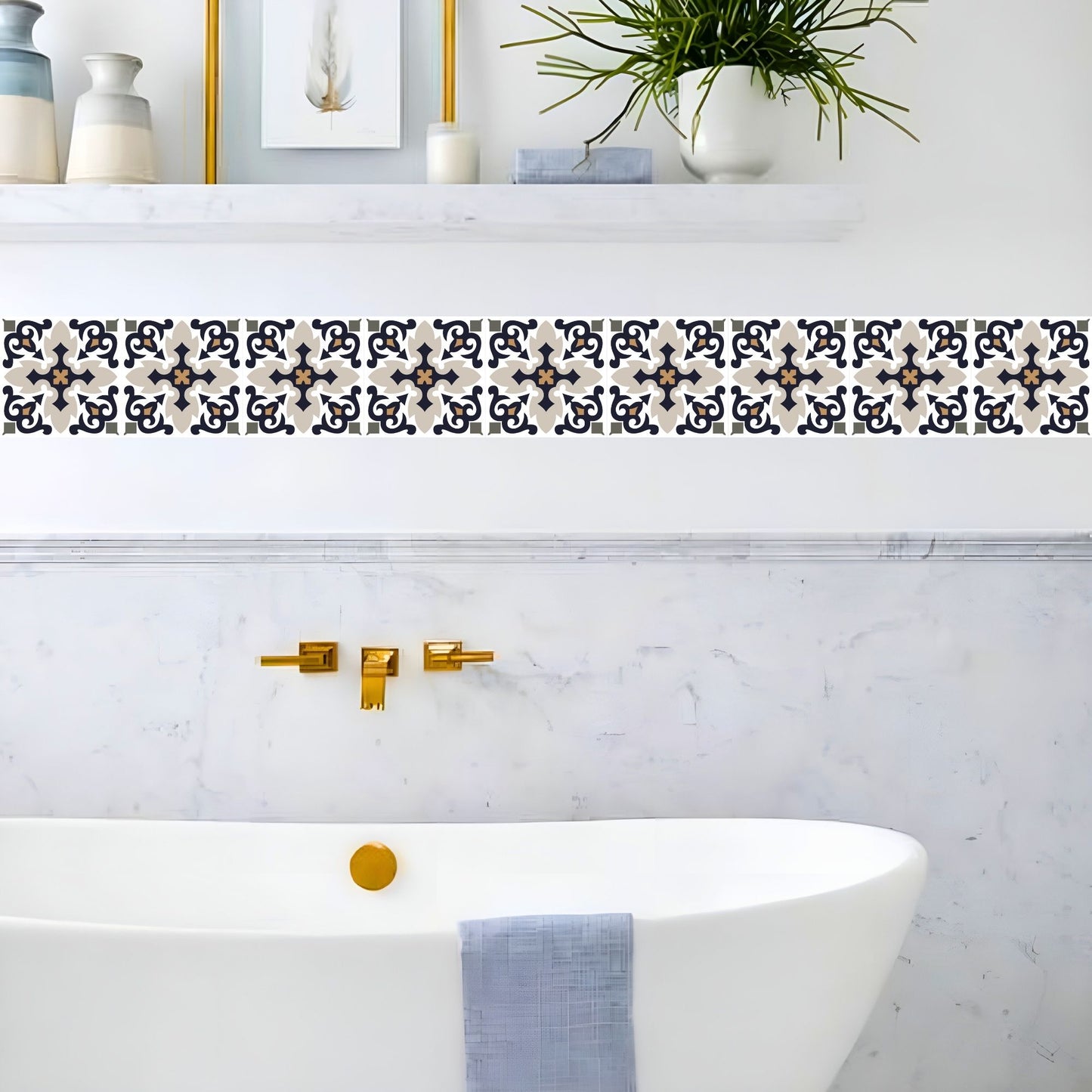 Brandian Wall Tiles Stickers Roll Waterproof Self Adhesive Border Wall Stickers for Living Room, Kitchen Backsplash Tiles Sticker, Peel N Stick Mosaic Tiles for Wall, Abstract