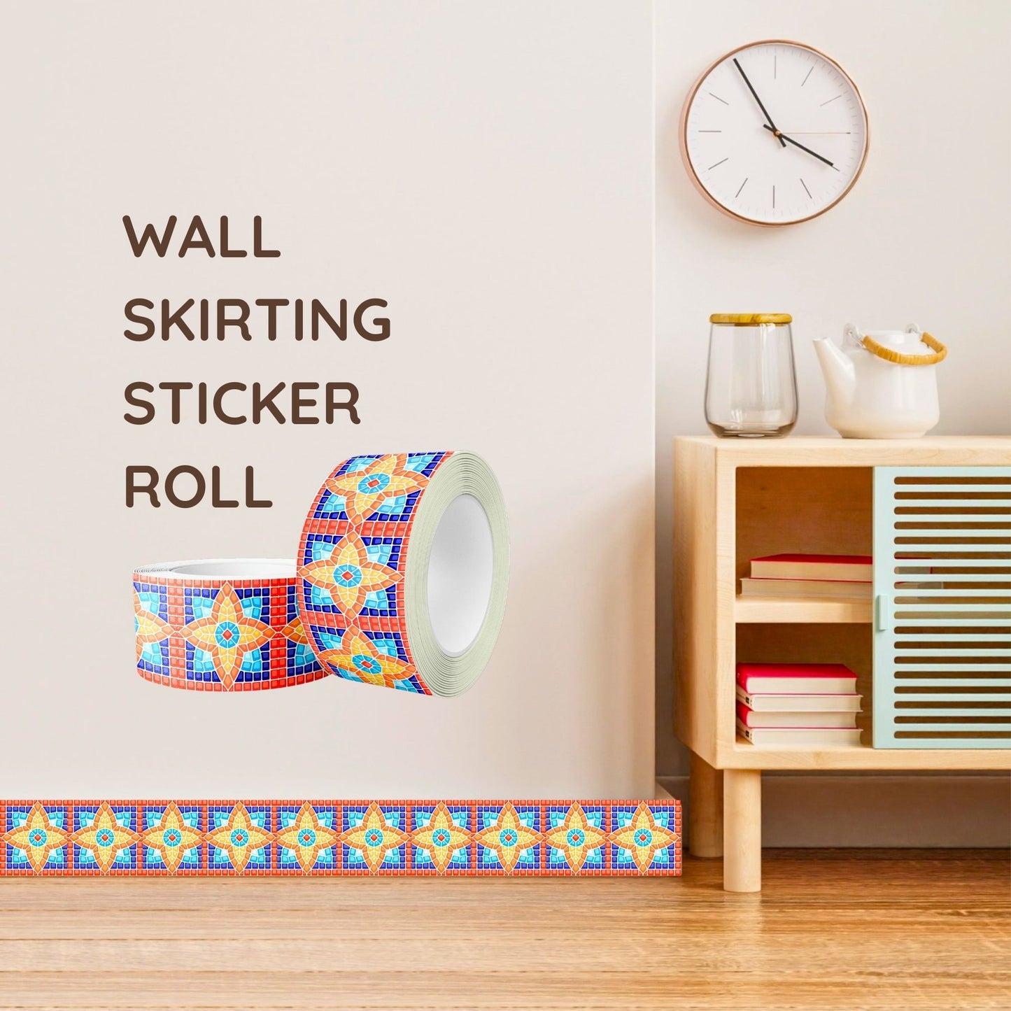 Brandian Wall Tiles Stickers Roll Waterproof Self Adhesive Border Wall Stickers for Living Room, Kitchen Backsplash Tiles Sticker, Peel N Stick Mosaic Tiles for Wall, Ancient Mosaic