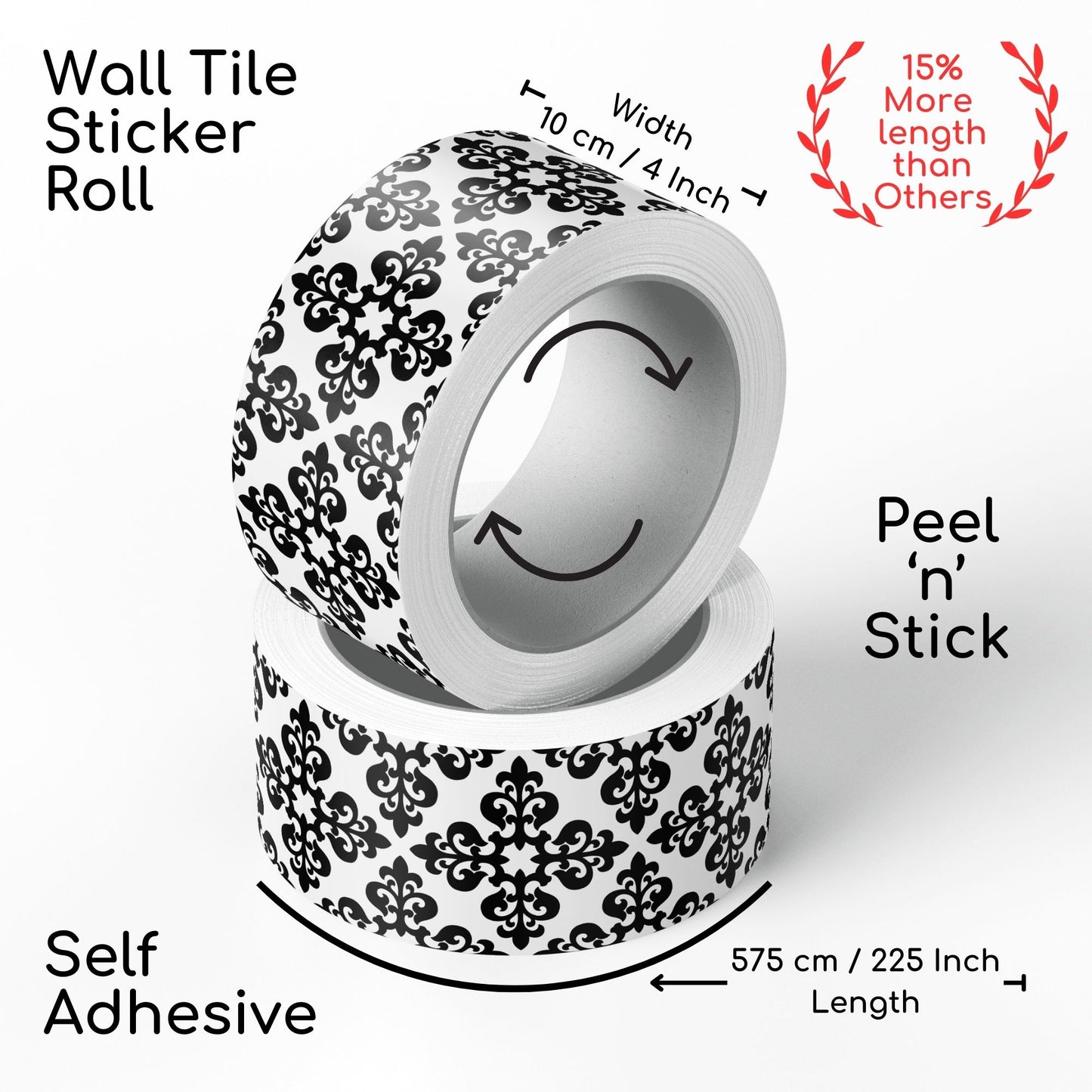 Brandian Wall Tiles Stickers Roll Waterproof Self Adhesive Border Wall Stickers for Living Room, Kitchen Backsplash Tiles Sticker, Peel N Stick Mosaic Tiles for Wall, Pattern