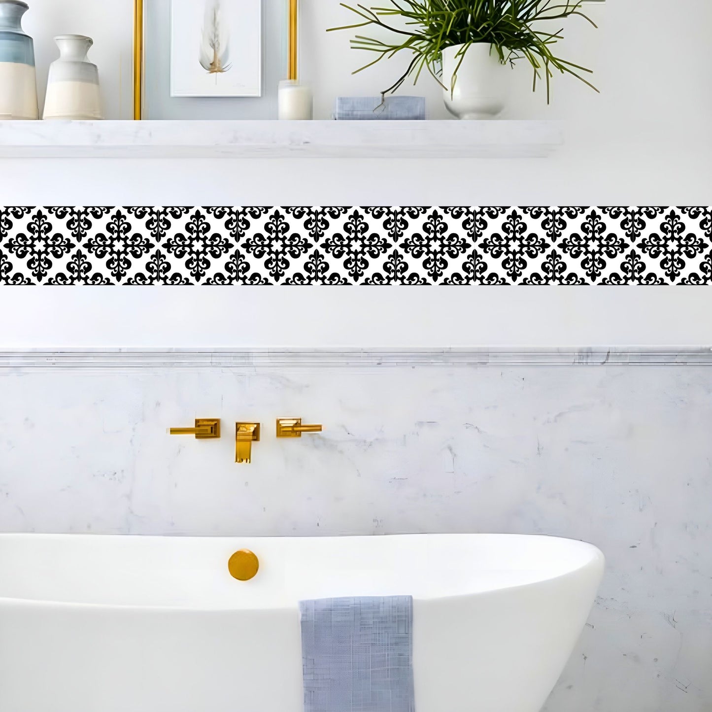 Brandian Wall Tiles Stickers Roll Waterproof Self Adhesive Border Wall Stickers for Living Room, Kitchen Backsplash Tiles Sticker, Peel N Stick Mosaic Tiles for Wall, Pattern