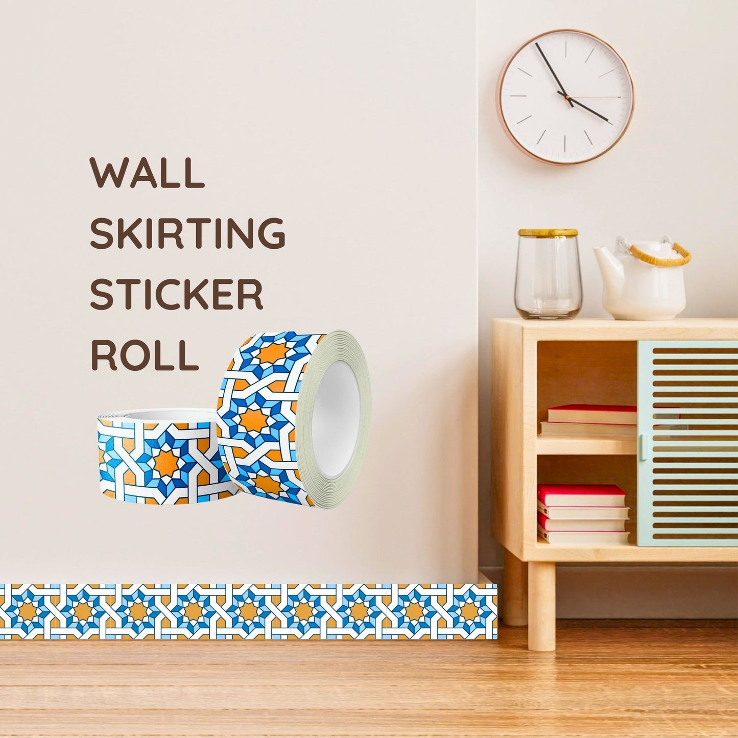 Brandian Wall Tiles Stickers Roll Waterproof Self Adhesive Border Wall Stickers for Living Room, Kitchen Backsplash Tiles Sticker, Peel N Stick Mosaic Tiles for Wall, Arabic Mosaic