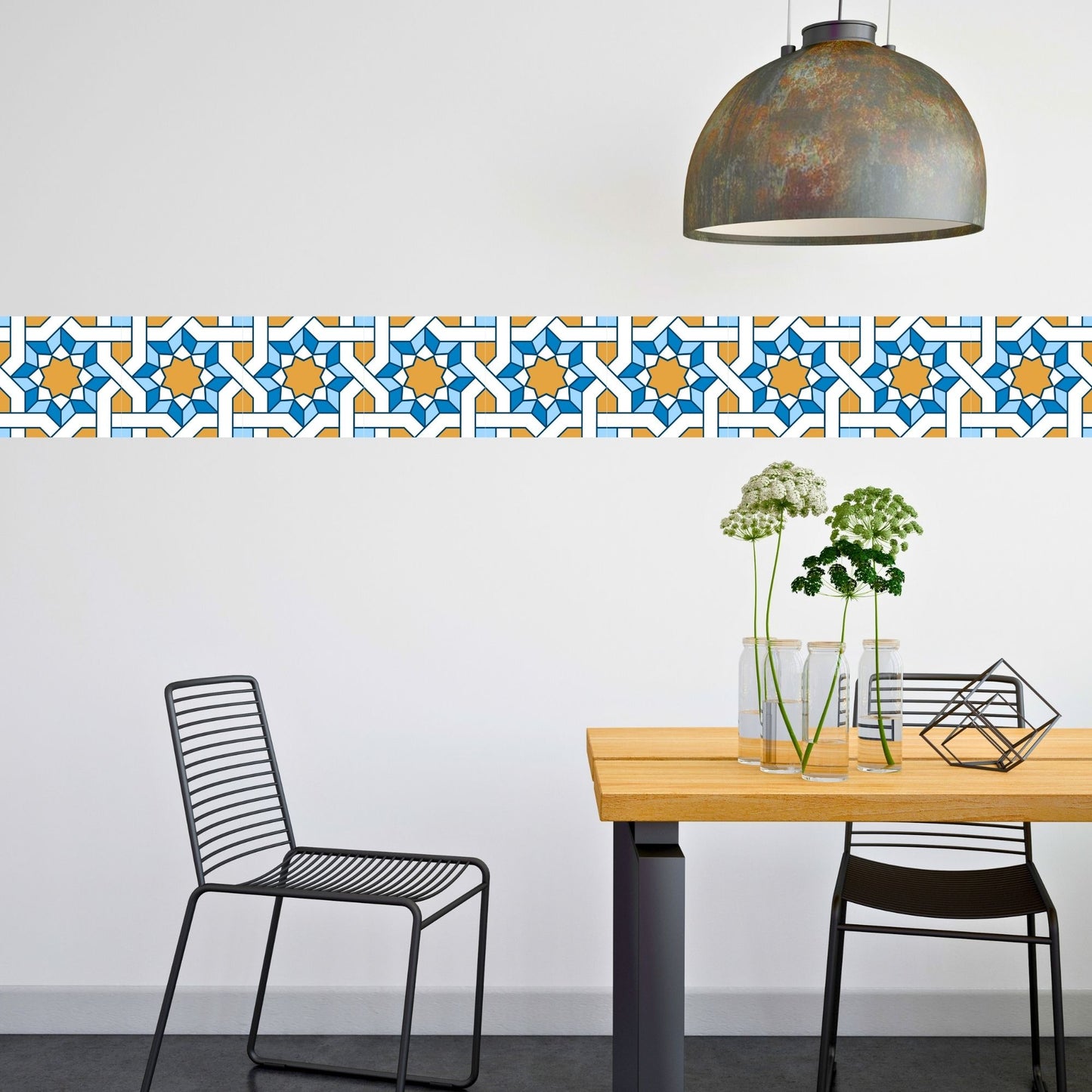 Brandian Wall Tiles Stickers Roll Waterproof Self Adhesive Border Wall Stickers for Living Room, Kitchen Backsplash Tiles Sticker, Peel N Stick Mosaic Tiles for Wall, Arabic Mosaic