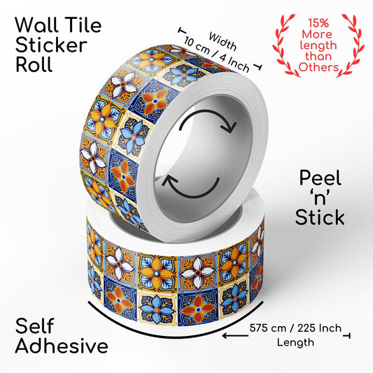 Brandian Wall Tiles Stickers Roll Waterproof Self Adhesive Border Wall Stickers for Living Room, Kitchen Backsplash Tiles Sticker, Peel N Stick Mosaic Tiles for Wall, Italian