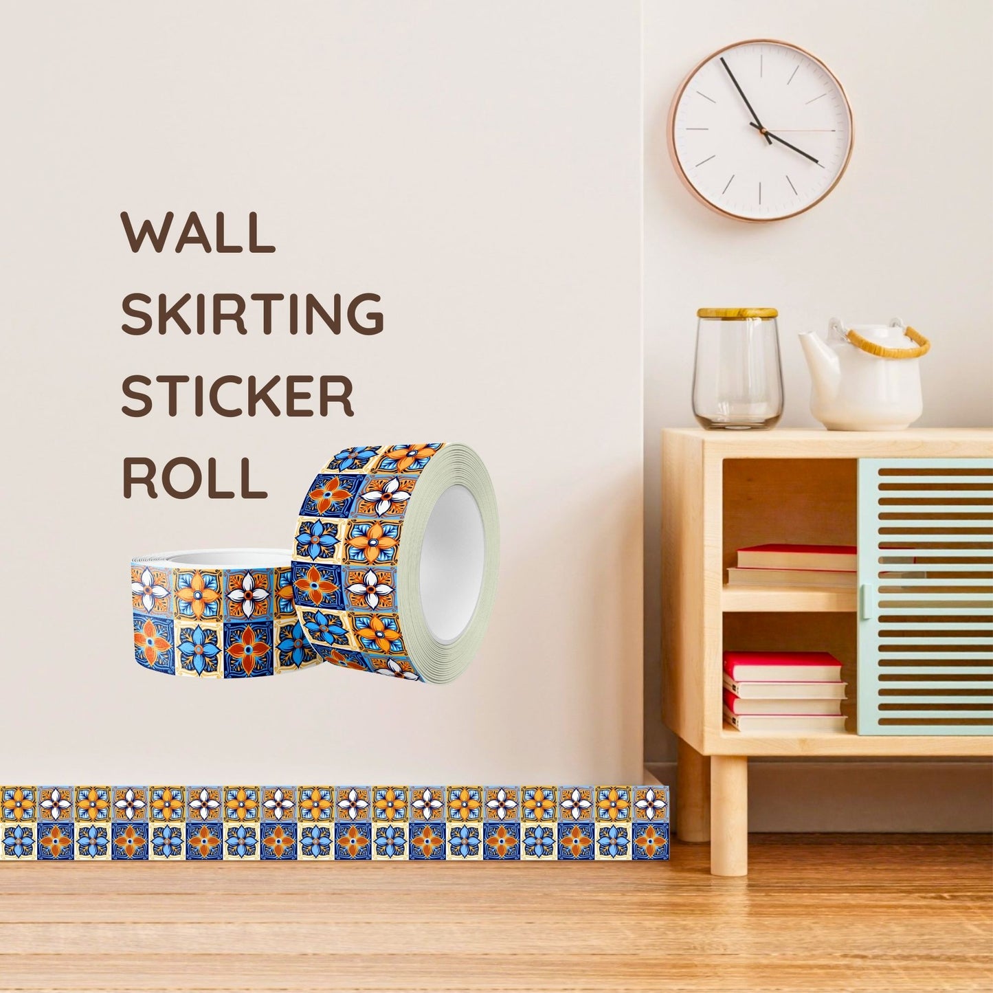 Brandian Wall Tiles Stickers Roll Waterproof Self Adhesive Border Wall Stickers for Living Room, Kitchen Backsplash Tiles Sticker, Peel N Stick Mosaic Tiles for Wall, Italian