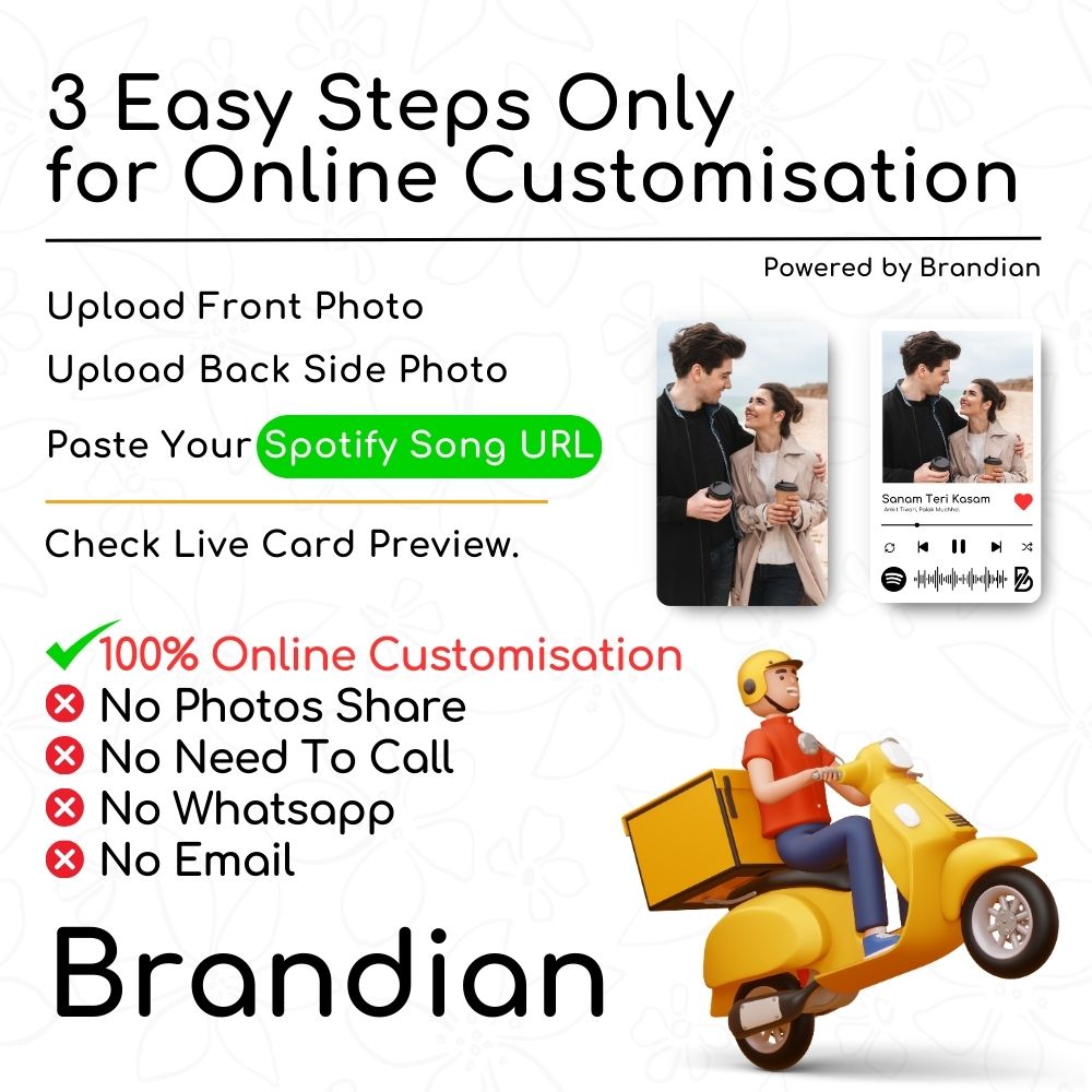 Brandian One Wallet Card Customised for Women Elevate Her Style with a Personal Touch With Spotify Song Photo Card and Music Player Design In Backside, Special Thanksgiving Gift