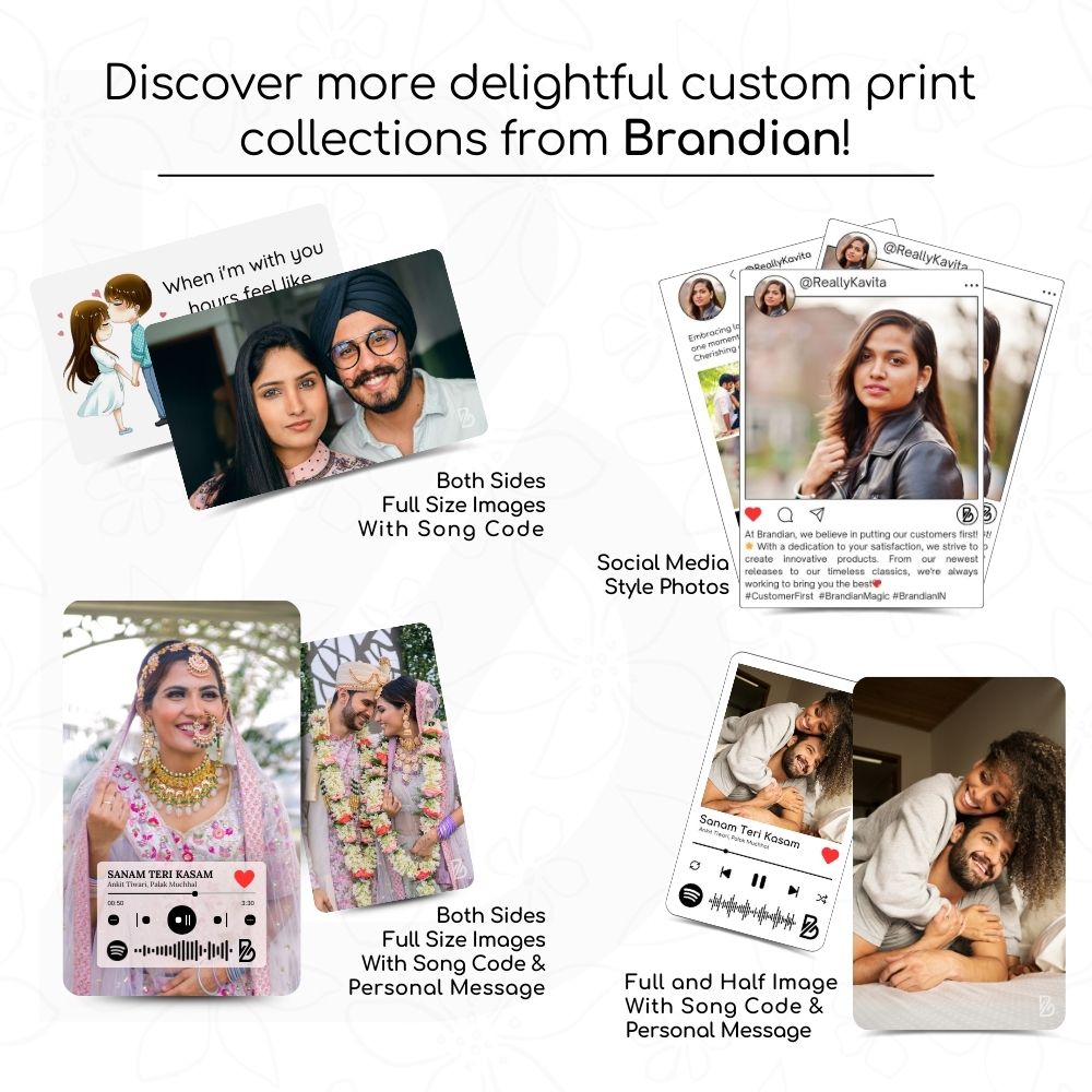 Brandian Wallet Card Customised Photo Wallet Card Customised Photo Wallet Card A Thoughtful Gesture for Him or Her With Spotify Song Photo Card and Music Player Design In Backside