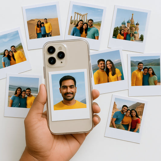 Brandian Mobile Cover Custom Photo Prints, Personalised Mini Pictures for Phone Caseses, Size 3 X 2 Inches, White