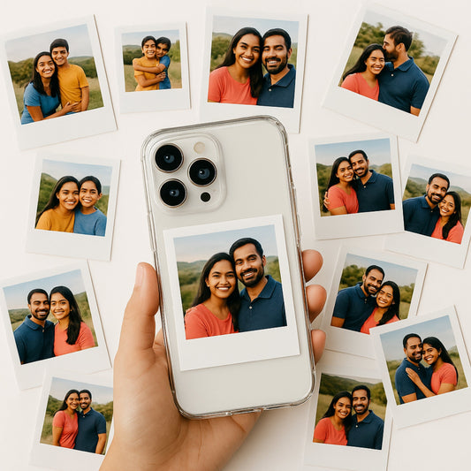 Brandian Personalised Mini Prints for Mobile Phone Case, Custom Photo Set for Back Coverses, Size 3 X 2 Inches, White