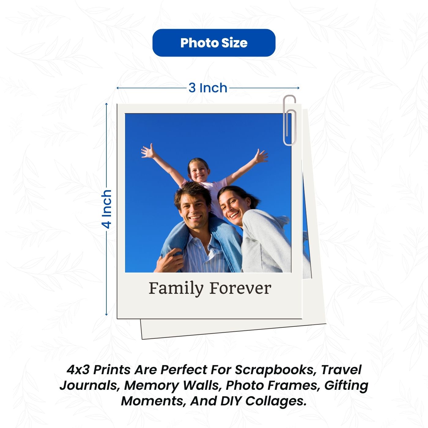 Brandian Customised Mini Photo Print, Size 4 X 3 Inches, White