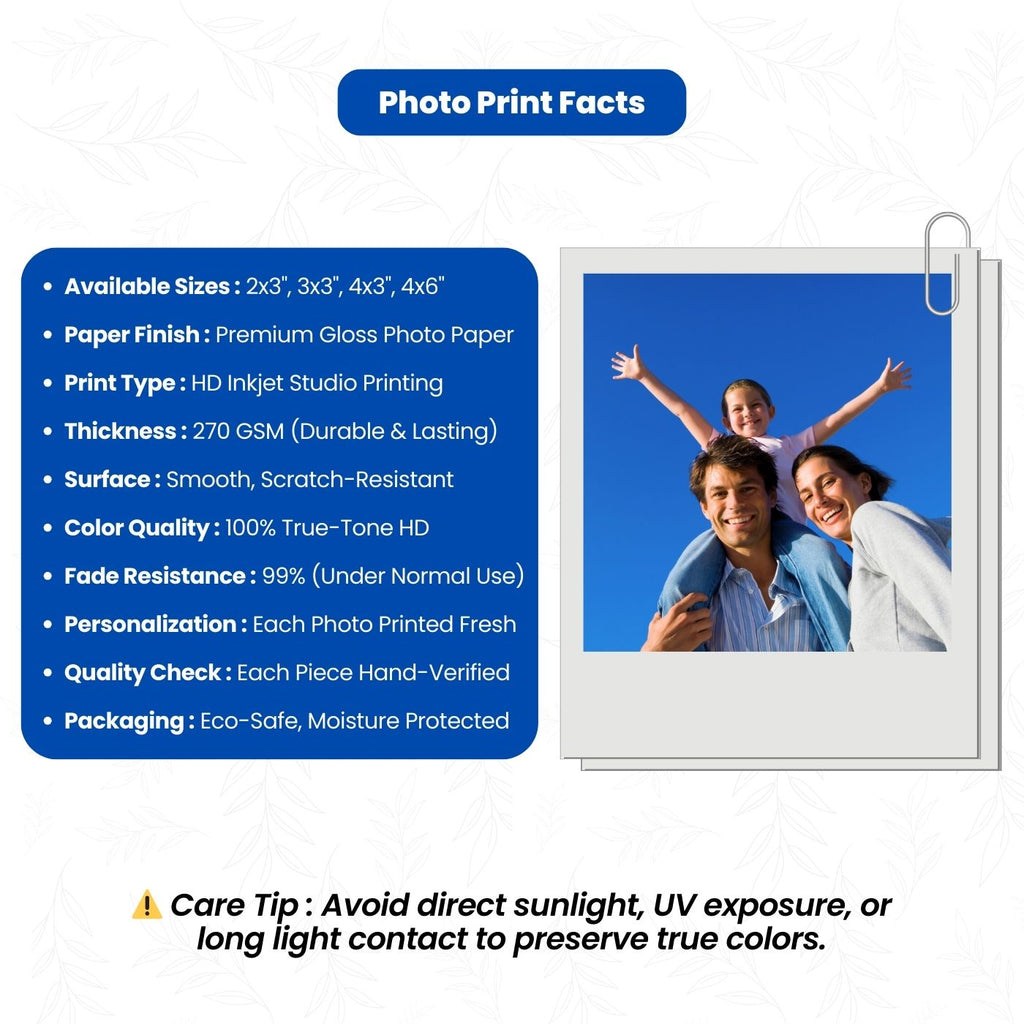 Brandian Customised Mini Photo Print, Size 4 X 3 Inches, White