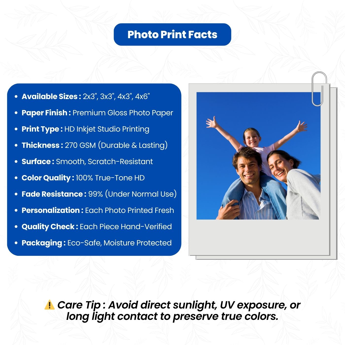 Brandian Customised Mini Photo Print, Size 4 X 3 Inches, White