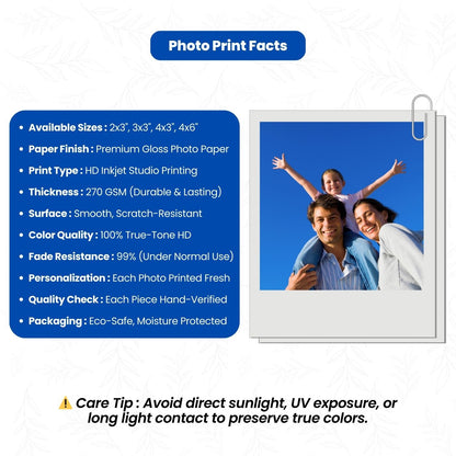 Brandian Customised Mini Photo Print Personalized Gifts with Your Photos Add Emojis & Text Gift Multicolour Size 4 X 3 Inches, White