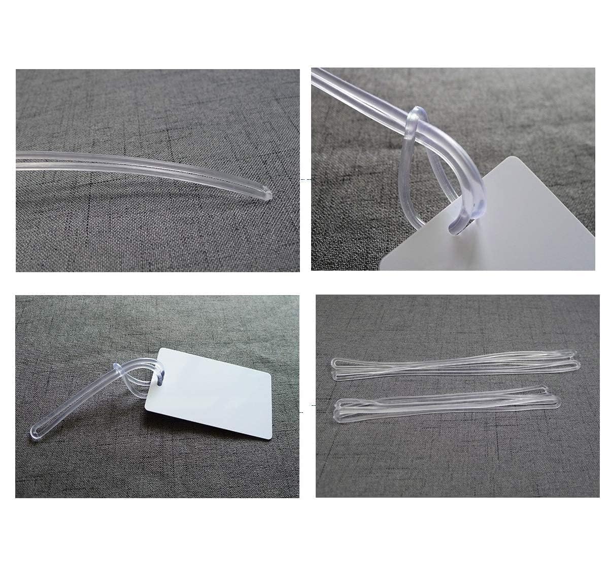 Brandian Silicone Luggage Loops Durable and Non Tearable Straps for Travel Tag Holders Suitcase Labels and Keychain Attachments Stretchable and Long Lasting, Size 6 Inches Clear