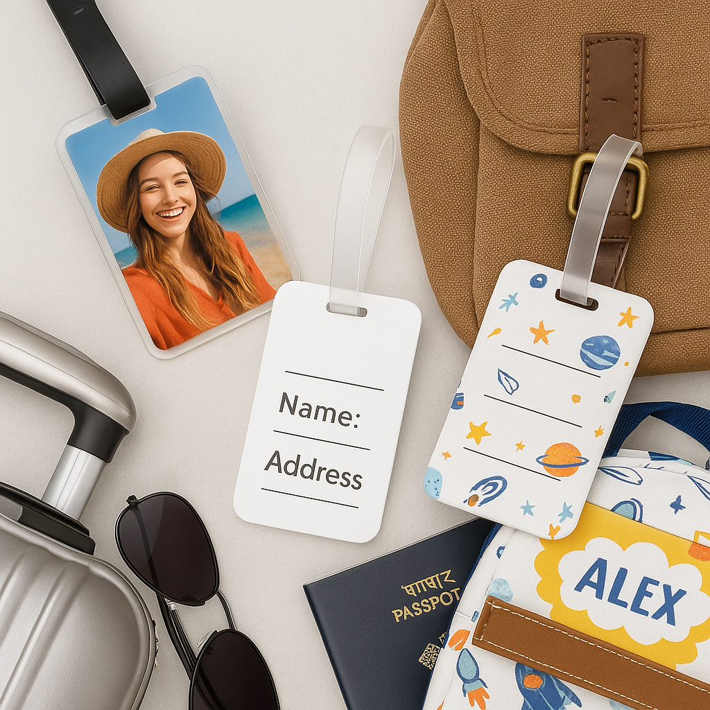 Brandian Luggage Tags and Bag Tags, Multi Cat Faces Never Compromise On Style Our Chic Luggage Tags for Suitcases Flight Make A Statement with Silicone Band (Multicolour)