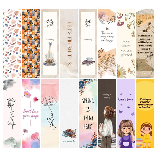 Brandian 16pcs Bookmarks Aesthetic - Bookmarks for Books - Paper Bookmarks for Books Aesthetic - Specially Designed for Books, Non - Magnetic Bookmarks for Books - Multicolored Bookmarks 002