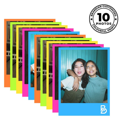 Brandian 10 Customised Coloured Frame Photo Print Customized Photo Prints Personalize Your Memories with our Custom Prints Add Text & Emoji Gift Multicolour 4 X 3 Inches, (Pack of 10)