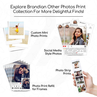 Brandian 10 Customised Coloured Frame Photo Print Create Customized Mini Prints of Your Favorite Moments Add Text & Emoji Gift Multicolour 4 X 3 Inches, (Pack of 10)