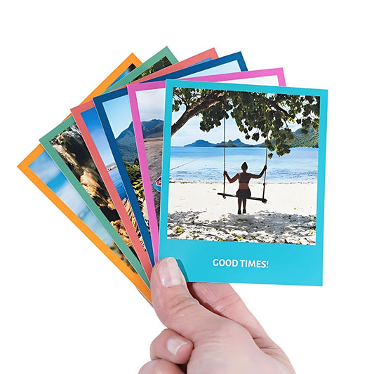 Brandian 10 Customised Coloured Frame Photo Print Customised Personalize Your Photos with our Customization Options Add Text & Emoji Gift Multicolour 4 X 3 Inches, (Pack of 10)