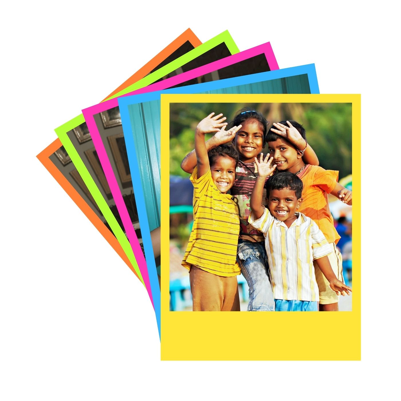 Brandian 10 Customised Coloured Frame Photo Print Picture Prints Customize Your Photos with our Style Prints Add Text & Emoji Gift Multicolour 4 X 3 Inches, (Pack of 10)