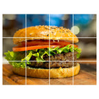 Brandian Wall Stickers for Kitchen - Tiles Stickers for Wall - Kitchen Tiles Stickers Oil Proof - Backsplash Tile Stickers for Kitchen Wallpaper Oil Proof Waterproof - Big Burger Themed