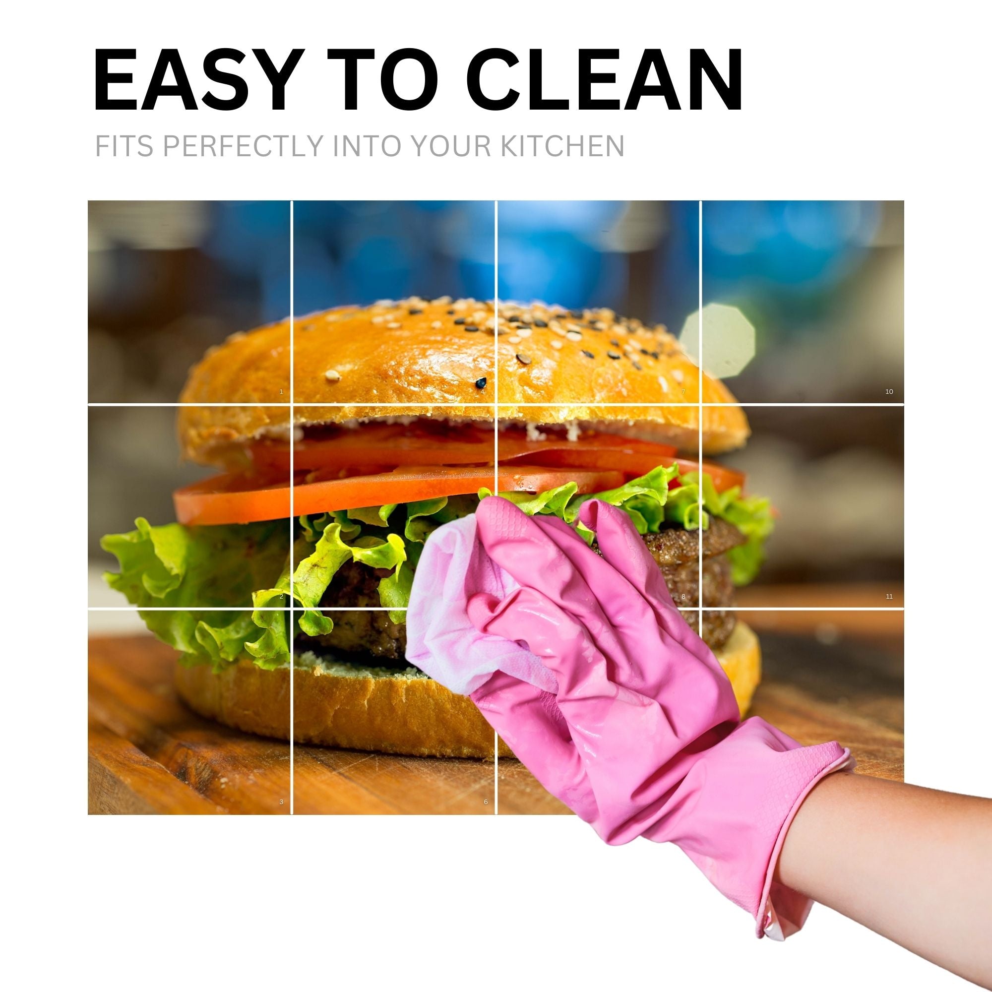 Brandian Wall Stickers for Kitchen - Tiles Stickers for Wall - Kitchen Tiles Stickers Oil Proof - Backsplash Tile Stickers for Kitchen Wallpaper Oil Proof Waterproof - Big Burger Themed