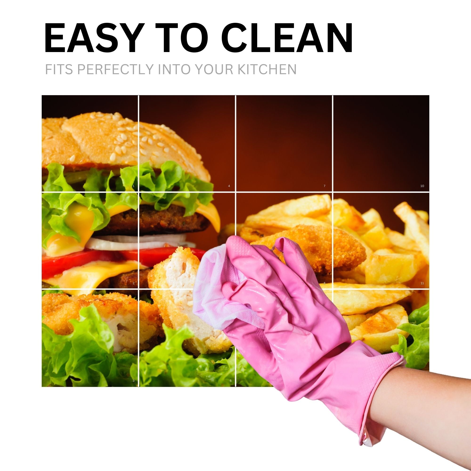 Brandian Wall Stickers for Kitchen - Tiles Stickers for Wall - Kitchen Tiles Stickers Oil Proof - Backsplash Tile Stickers for Kitchen Wallpaper Oil Proof Waterproof - Burger French Fries Themed