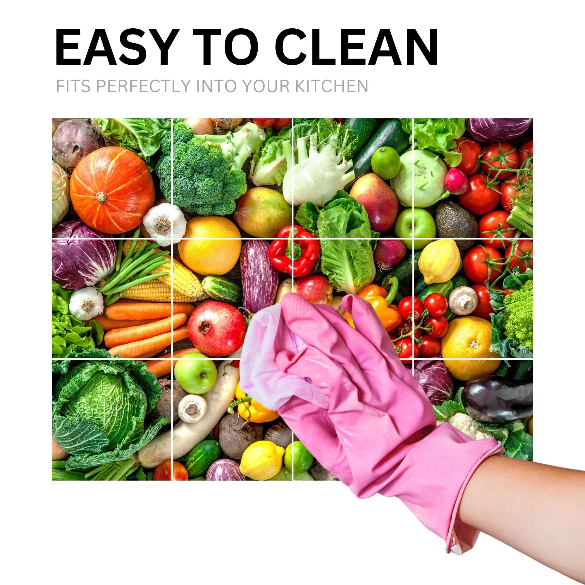 Brandian Wall Stickers for Kitchen - Tiles Stickers for Wall - Kitchen Tiles Stickers Oil Proof - Backsplash Tile Stickers for Kitchen Wallpaper Oil Proof Waterproof - Vegetables Themed