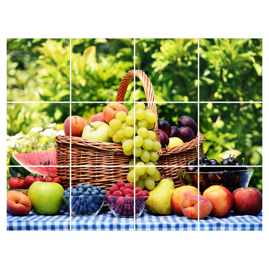 Brandian Wall Stickers for Kitchen - Tiles Stickers for Wall - Kitchen Tiles Stickers Oil Proof - Backsplash Tile Stickers for Kitchen Wallpaper Oil Proof Waterproof - Fruit Themed