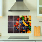 Brandian Wall Stickers for Kitchen - Tiles Stickers for Wall - Kitchen Tiles Stickers Oil Proof - Backsplash Tile Stickers for Kitchen Wallpaper Oil Proof Waterproof - Exotic Fruit Themed