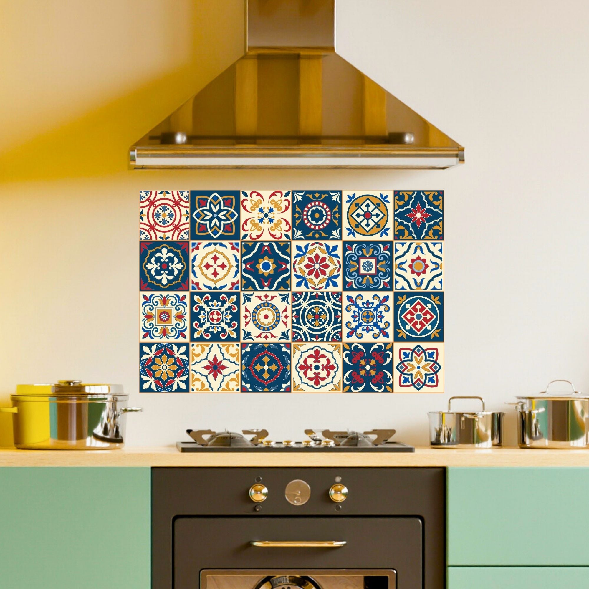 Brandian Wall Stickers for Kitchen - Tiles Stickers for Wall - Kitchen Tiles Stickers Oil Proof - Backsplash Tile Stickers for Kitchen Wallpaper Oil Proof Waterproof - Mosaic Themed - A