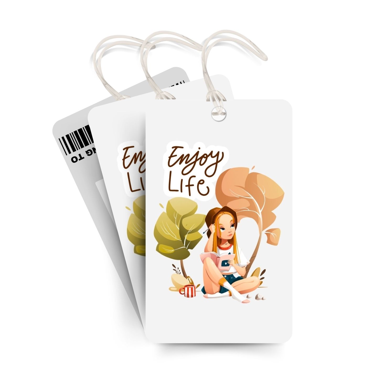 Brandian Luggage Tags and Bag Tag Enjoy Life Elevate Your Travel Aesthetic with Our Exclusive Bag Tags The Epitome of International Travel Essentials with Silicone Band, Multicolour